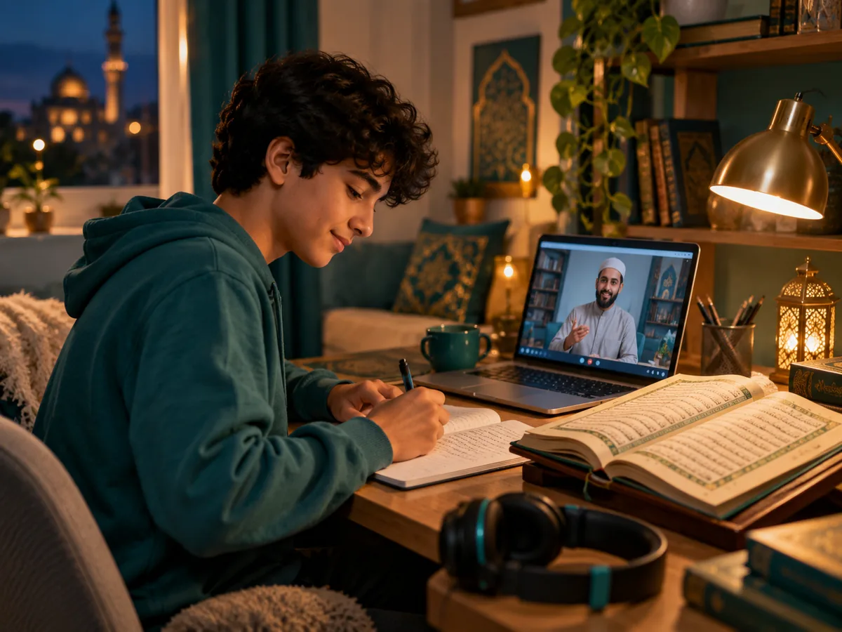 Structured online Quran lesson with review and new learning